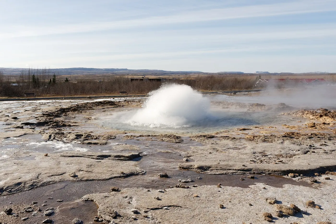 Strokkur geyser erupting in the Haukadalur geothermal area