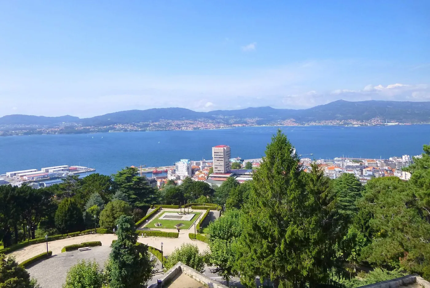 View over the Ría de Vigo and the port from Monte do Castro park